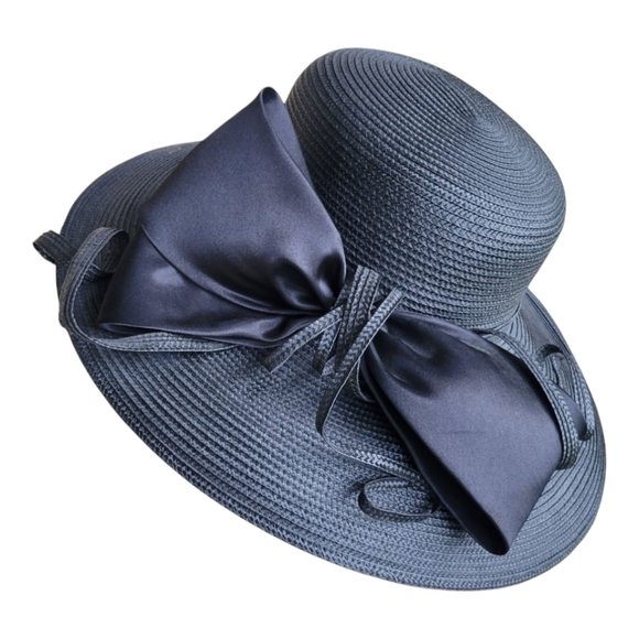 Vtg Giovannio Black Wide Brim Horse Derby Race/ Church Hat Made In England - Picture 7 of 7